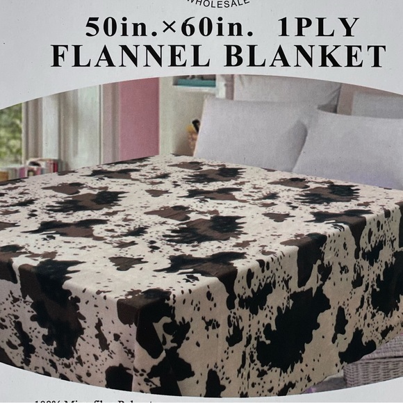 Fleece Cow Print Throw Blanket, Super Soft Flannel Cozy black white brow… - Picture 2 of 4